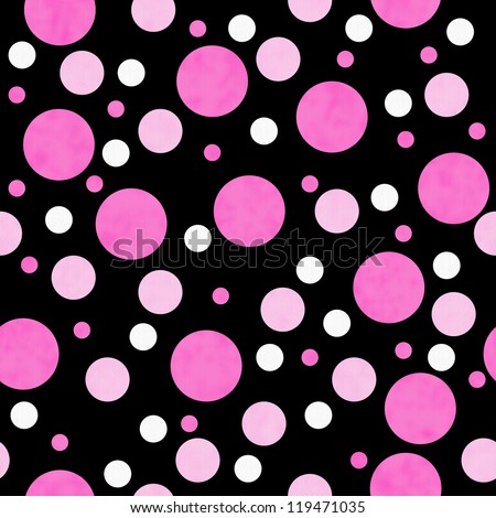 Pink, White and Black Polka Dot Fabric with texture Background that is seamless and repeats