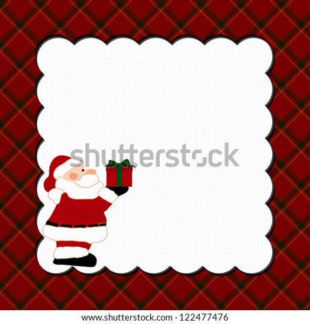 Christmas Plaid Background with Santa for your message or invitation with copy-space