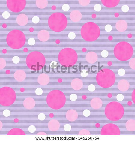 Pink, White and Gray Polka Dot Fabric with texture Background that is seamless and repeats