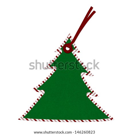 Christmas Tree Gift Tag with Candy Cane border isolated on white, Christmas Tree Gift Tag