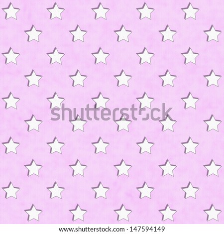 Pink and White Star Fabric with texture Background that is seamless and repeats