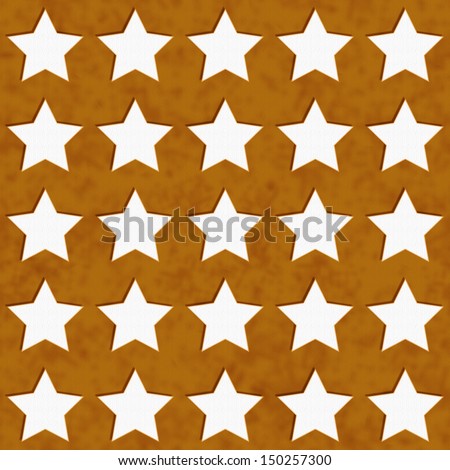 Gold and White Star Fabric with texture Background that is seamless and repeats