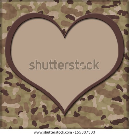 Camouflage Background with Heart Center for copy-space, I Heart People who Serve Background
