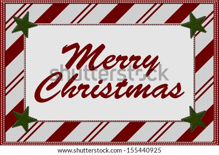 Candy Cane Striped Christmas Background with Stars and Merry Christmas Text, Merry Christmas