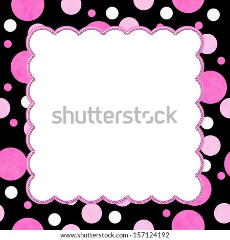 Pink and Black Polka Dot background for your message or invitation with copy-space in middle