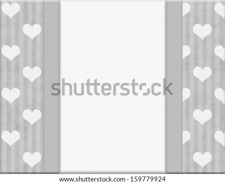 Gray Stripes and hearts with Ribbon and center for copy-space, Gray Celebration Background