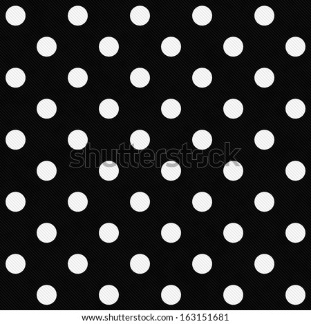 White Polka Dots On Black Textured Fabric Background That Is Seamless And Repeats