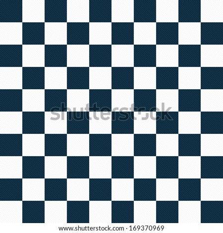 Navy Blue and White Checkers Textured Fabric Background that is seamless and repeats