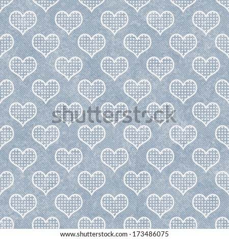 Blue and White Polka Dot Hearts Pattern Repeat Background that is seamless and repeats