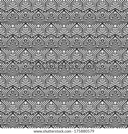 Black and White Star Tiles Pattern Repeat Background that is seamless and repeats