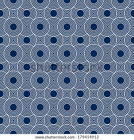 Navy Blue and White Circles Tiles Pattern Repeat Background that is seamless and repeats