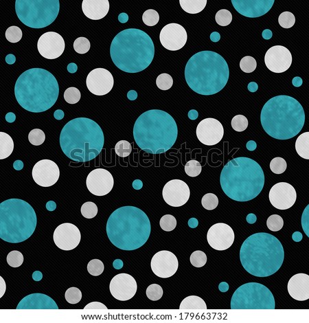 Teal, Gray and Black Polka Dots Pattern Repeat Background that is seamless and repeats
