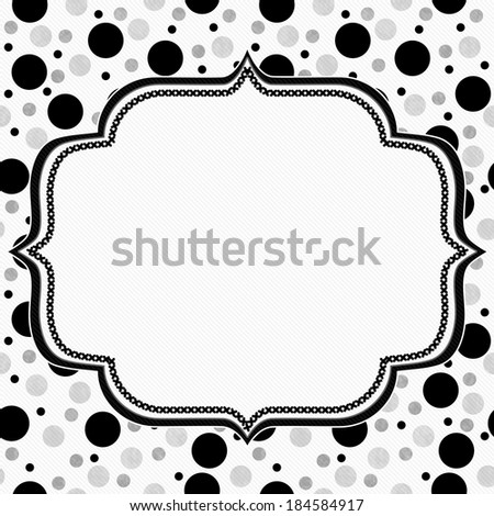 White, Gray and Black Polka Dots Frame with Embroidery Background with center for copy-space, Classic Polka Dot Frame
