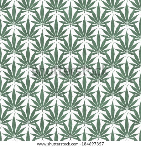 Green and White Marijuana Leaf Pattern Repeat Background that is seamless and repeats