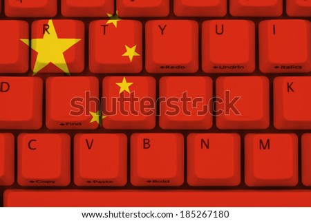 Computer keyboard the Chinese flag on it, Internet in China