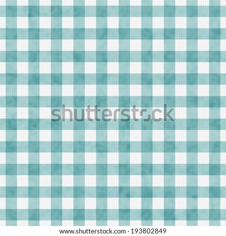 Pale Teal Gingham Pattern Repeat Background that is seamless and repeats