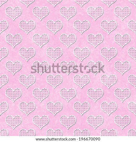 Pink and White Polka Dot Hearts Pattern Repeat Background that is seamless and repeats