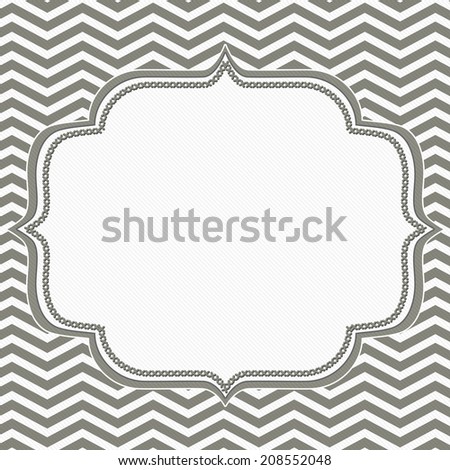 Gray and White Chevron Frame with Embroidery Background with center for copy-space, Classic Chevron Frame