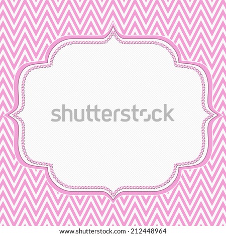 Pink and White Chevron Zigzag Frame Background with center for copy-space, Classic Chevron Zigzag Frame