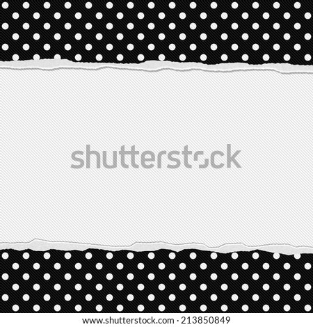 Black and White Polka Dot  Frame with Torn Background with center for copy-space, Classic Torn Polka Dot  Frame