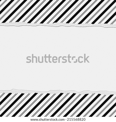 Black and White Striped Frame with Torn Background with center for copy-space, Classic Torn Striped Frame