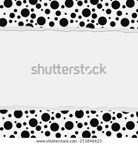 Black and White Polka Dot  Frame with Torn Background with center for copy-space, Classic Torn Polka Dot  Frame