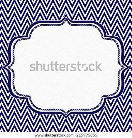Navy Blue and White Chevron Zigzag Frame Background with center for copy-space, Classic Chevron Zigzag Frame