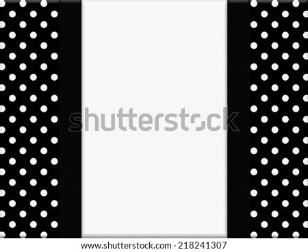Black and White Polka Dot Frame with Ribbon Background with center for copy-space, Classic Polka Dot Frame