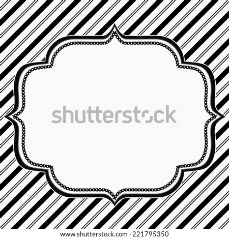 Black and White Striped Background with Embroidery with center for copy-space, Classic Striped Background