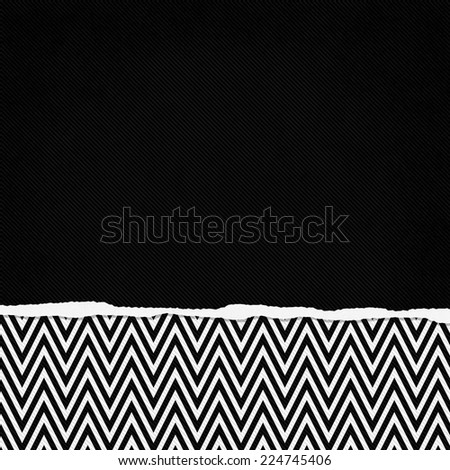 Square Black and White Zigzag Chevron Torn Grunge Textured Background with copy space at top