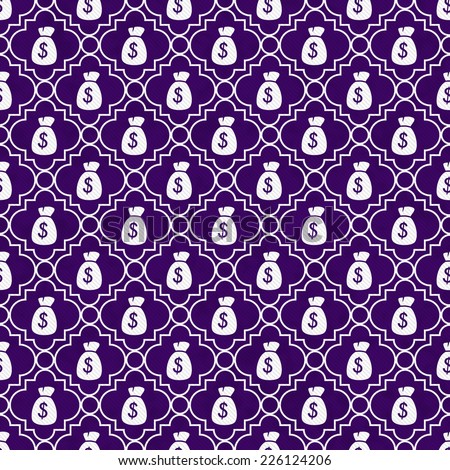 Purple and White Money Bag Repeat Pattern Background that is seamless and repeats