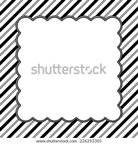 Black and White Striped Background with Embroidery with center for copy-space, Classic Striped Background