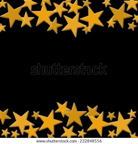 A bunch of  golden stars isolated on a black  background, winning frame