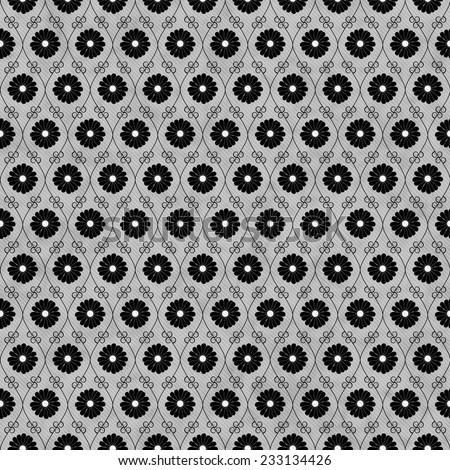 Black and Gray Flower Repeat Pattern Background that is seamless and repeats