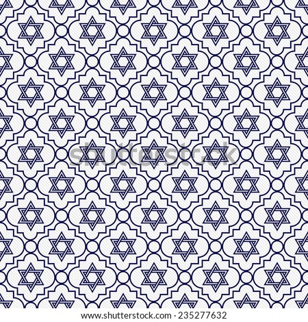 Navy Blue and White Star of David Repeat Pattern Background that is seamless and repeats