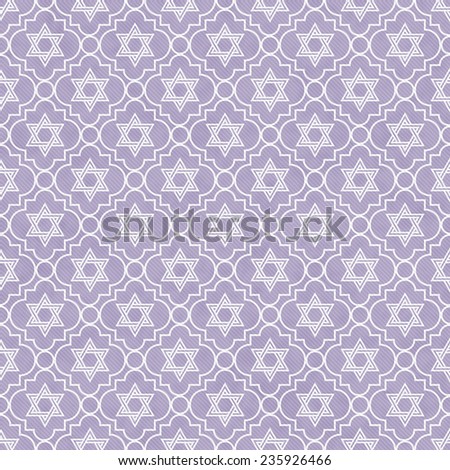 Purple and White Star of David Repeat Pattern Background that is seamless and repeats