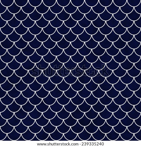 Navy and White Shell Tiles Pattern Repeat Background that is seamless and repeats