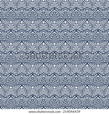 Navy Blue and White Star Tiles Pattern Repeat Background that is seamless and repeats