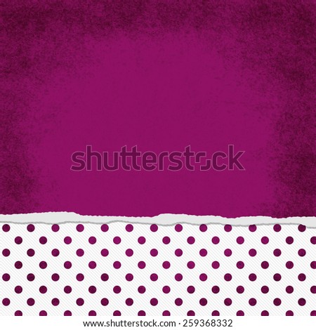 Square Pink and White Polka Dot Torn Grunge Textured Background with copy space at top