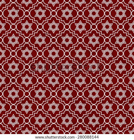 Red and White Star of David Repeat Pattern Background that is seamless and repeats