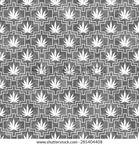 Gray and White Marijuana Tile Pattern Repeat Background that is seamless and repeats
