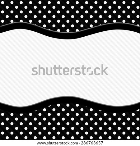 Black and White Polka Dot Background with Ribbon with center for copy-space, Classic Polka Dot Background
