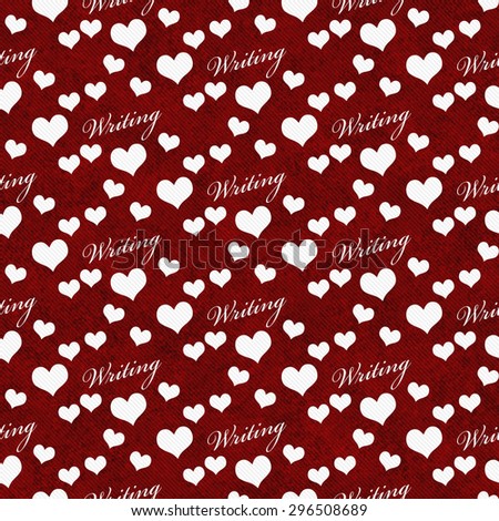 Red and White I Love Writing Tile Pattern Repeat Background that is seamless and repeats