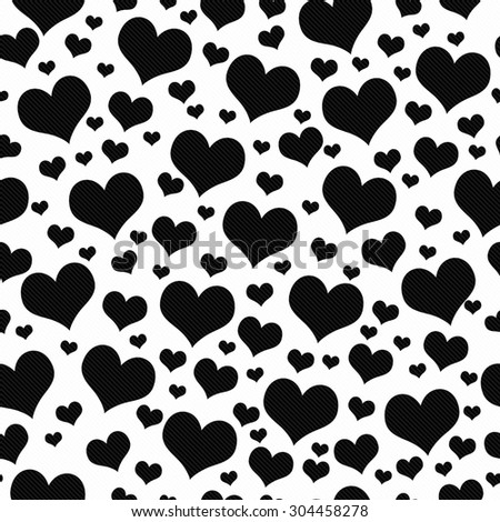Black and White Hearts Tile Pattern Repeat Background that is seamless and repeats