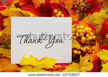 Thank You, Autumn Leaves with a Thank You Card