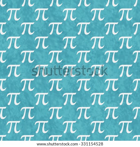 Teal and White Pi Symbol Design Tile Pattern Repeat Background that is seamless and repeats