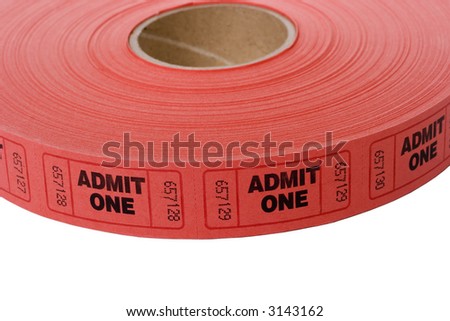 a roll of admission tickets isolated on white