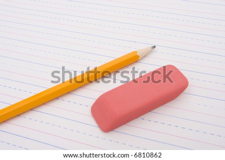 Blank note pad with pencil and eraser