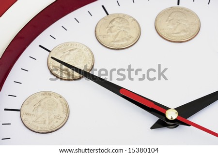 Clock with coins for numbers â?? time value of money