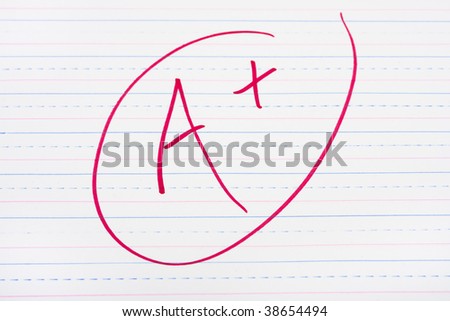 A letter grade written on lined paper, good grades